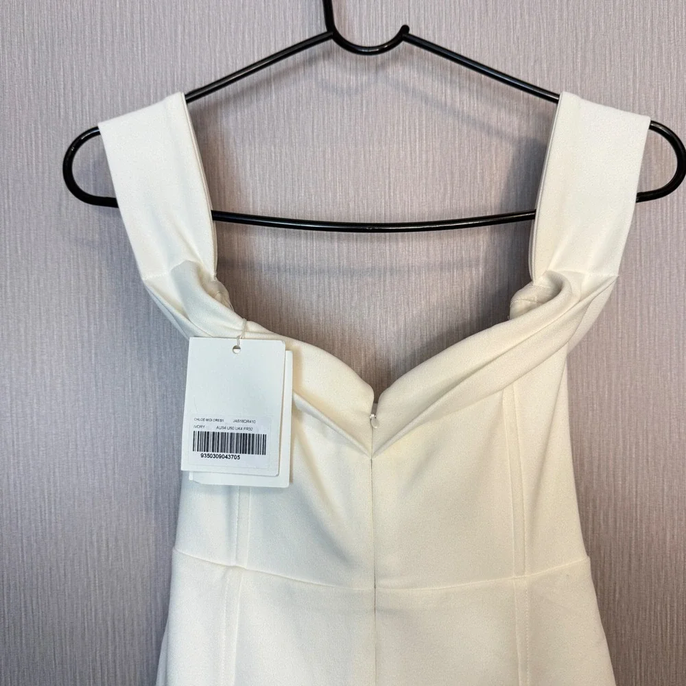 MISHA COLLECTION IVORY CHLOE MIDI DRESS - SIZE 0